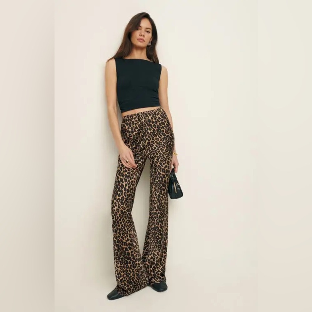Reformation Gale leopard satin pants - size XS